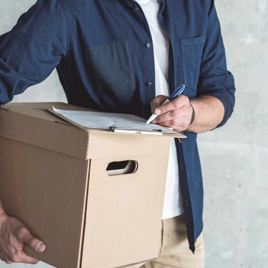 File box being delivered by messenger